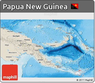 Shaded Relief 3D Map of Papua New Guinea
