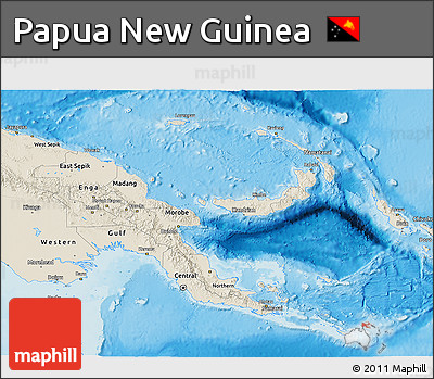 Shaded Relief 3D Map of Papua New Guinea