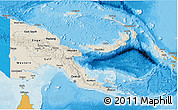 Shaded Relief 3D Map of Papua New Guinea, political shades outside