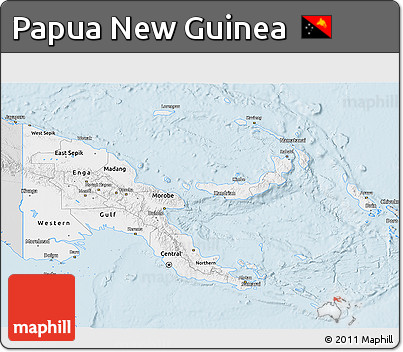 Silver Style 3D Map of Papua New Guinea