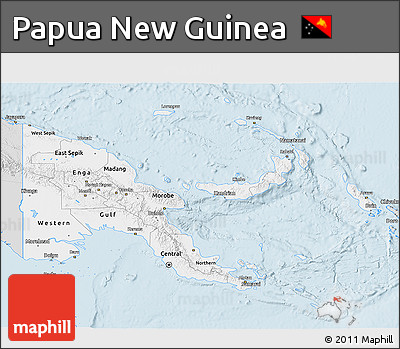 Silver Style 3D Map of Papua New Guinea