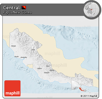 Classic Style 3D Map of Central, single color outside