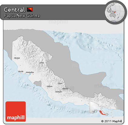 Gray 3D Map of Central, single color outside