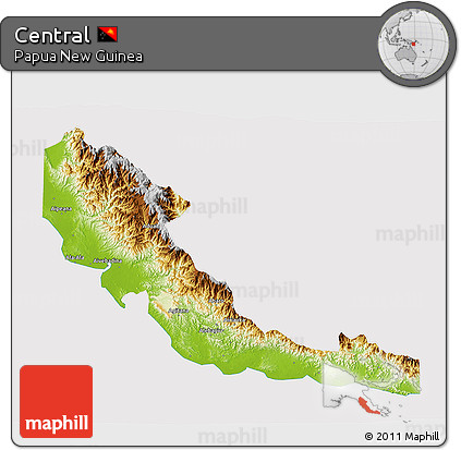 Physical 3D Map of Central, cropped outside