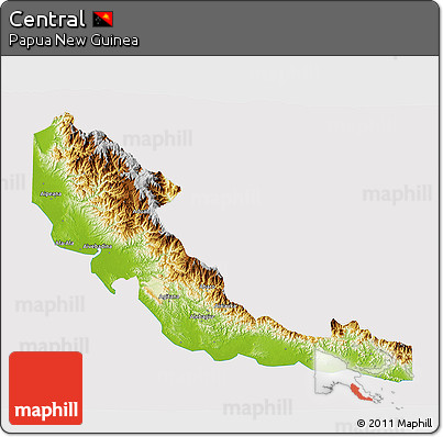 Physical 3D Map of Central, cropped outside