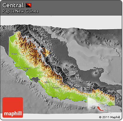 Physical 3D Map of Central, darken, desaturated