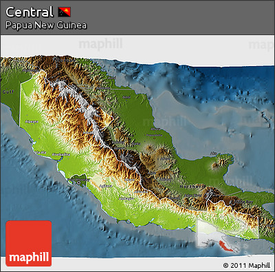 Physical 3D Map of Central, darken