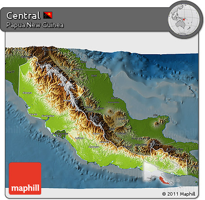 Physical 3D Map of Central, darken