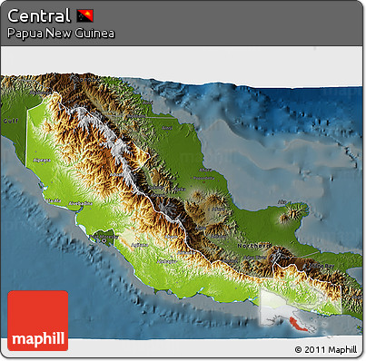Physical 3D Map of Central, darken