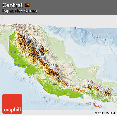Physical 3D Map of Central, lighten
