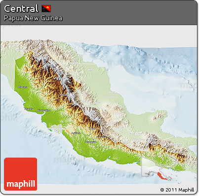 Physical 3D Map of Central, lighten