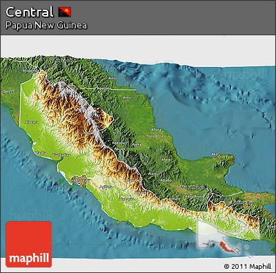 Physical 3D Map of Central, satellite outside