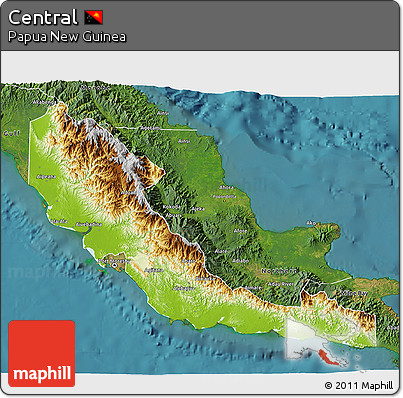 Physical 3D Map of Central, satellite outside