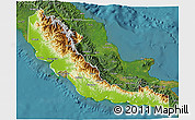 Physical 3D Map of Central, satellite outside