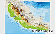 Physical 3D Map of Central, shaded relief outside