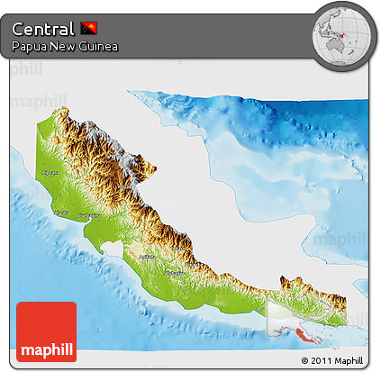 Physical 3D Map of Central, single color outside