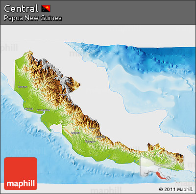 Physical 3D Map of Central, single color outside
