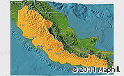 Political 3D Map of Central, satellite outside