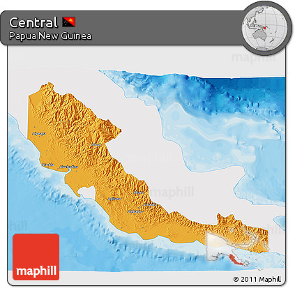 Political 3D Map of Central, single color outside