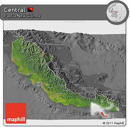 Satellite 3D Map of Central, desaturated