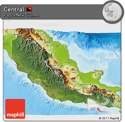 Satellite 3D Map of Central, physical outside