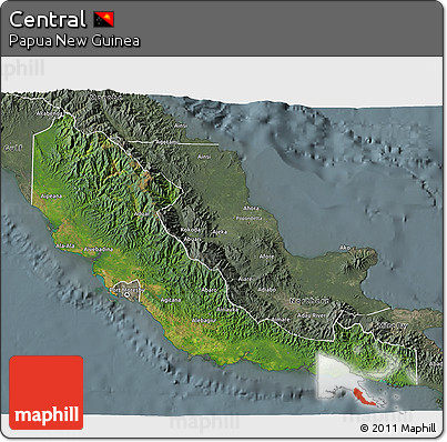 Satellite 3D Map of Central, semi-desaturated