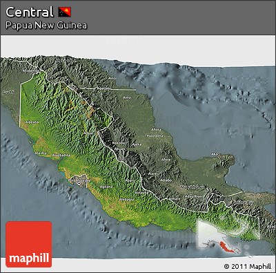 Satellite 3D Map of Central, semi-desaturated