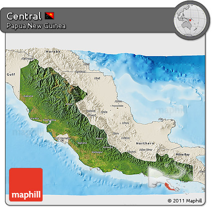 Satellite 3D Map of Central, shaded relief outside