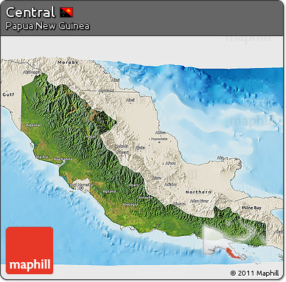 Satellite 3D Map of Central, shaded relief outside