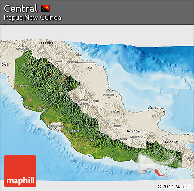 Satellite 3D Map of Central, shaded relief outside