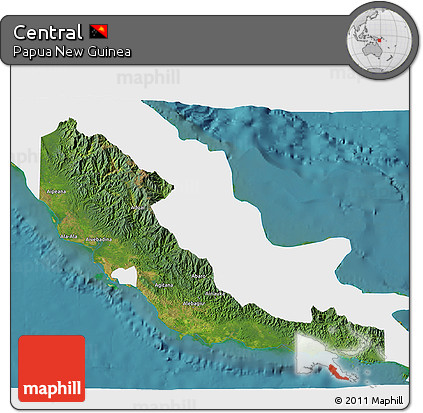 Satellite 3D Map of Central, single color outside
