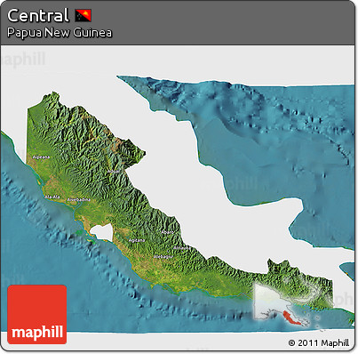 Satellite 3D Map of Central, single color outside