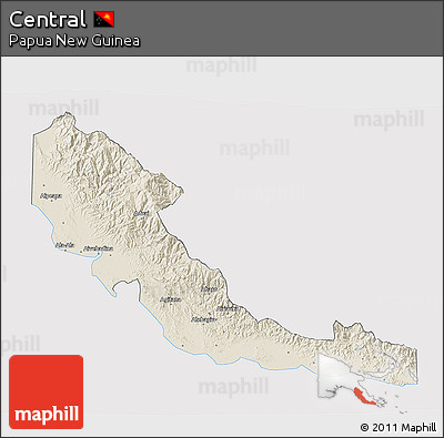Shaded Relief 3D Map of Central, cropped outside