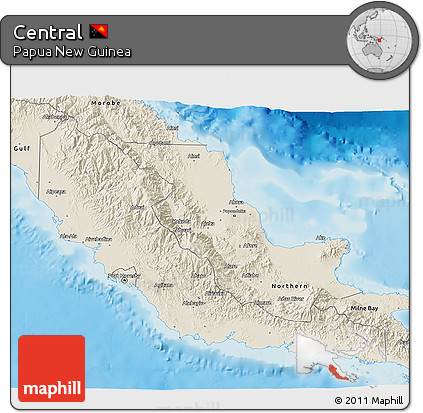 Shaded Relief 3D Map of Central