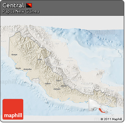 Shaded Relief 3D Map of Central, lighten