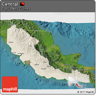 Shaded Relief 3D Map of Central, satellite outside