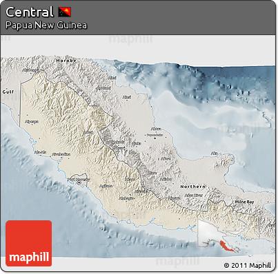 Shaded Relief 3D Map of Central, semi-desaturated