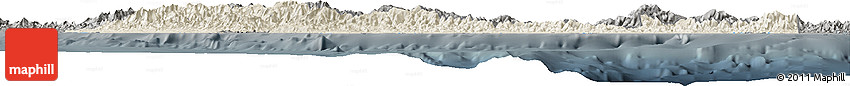 Shaded Relief Horizon Map of Central, darken, semi-desaturated