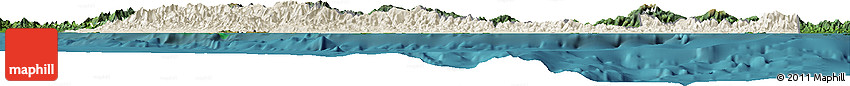 Shaded Relief Horizon Map of Central, satellite outside