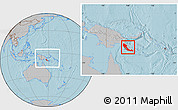 Gray Location Map of Central, within the entire country, hill shading