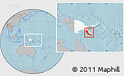 Gray Location Map of Central, highlighted country, within the entire country, hill shading