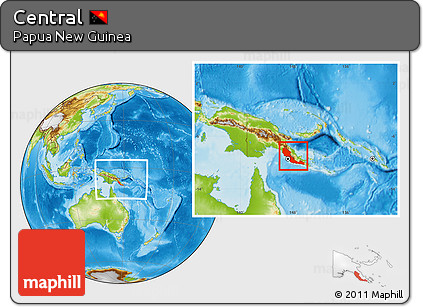 Physical Location Map of Central, within the entire country