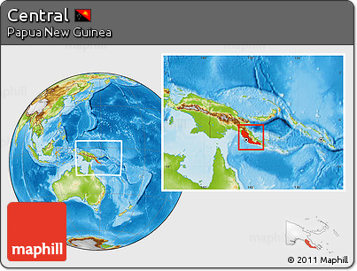 Physical Location Map of Central, within the entire country