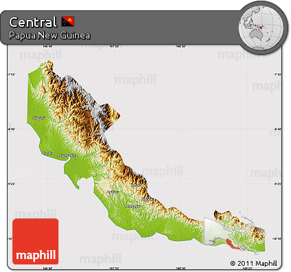 Physical Map of Central, cropped outside