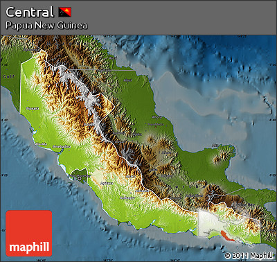 Physical Map of Central, darken