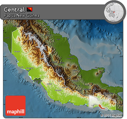Physical Map of Central, darken