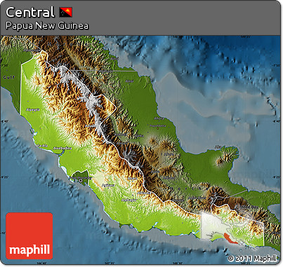 Physical Map of Central, darken