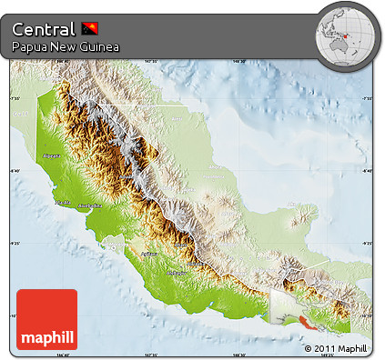 Physical Map of Central, lighten