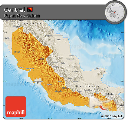 Political Map of Central, shaded relief outside