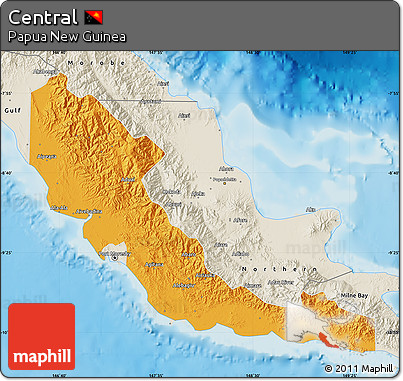 Political Map of Central, shaded relief outside